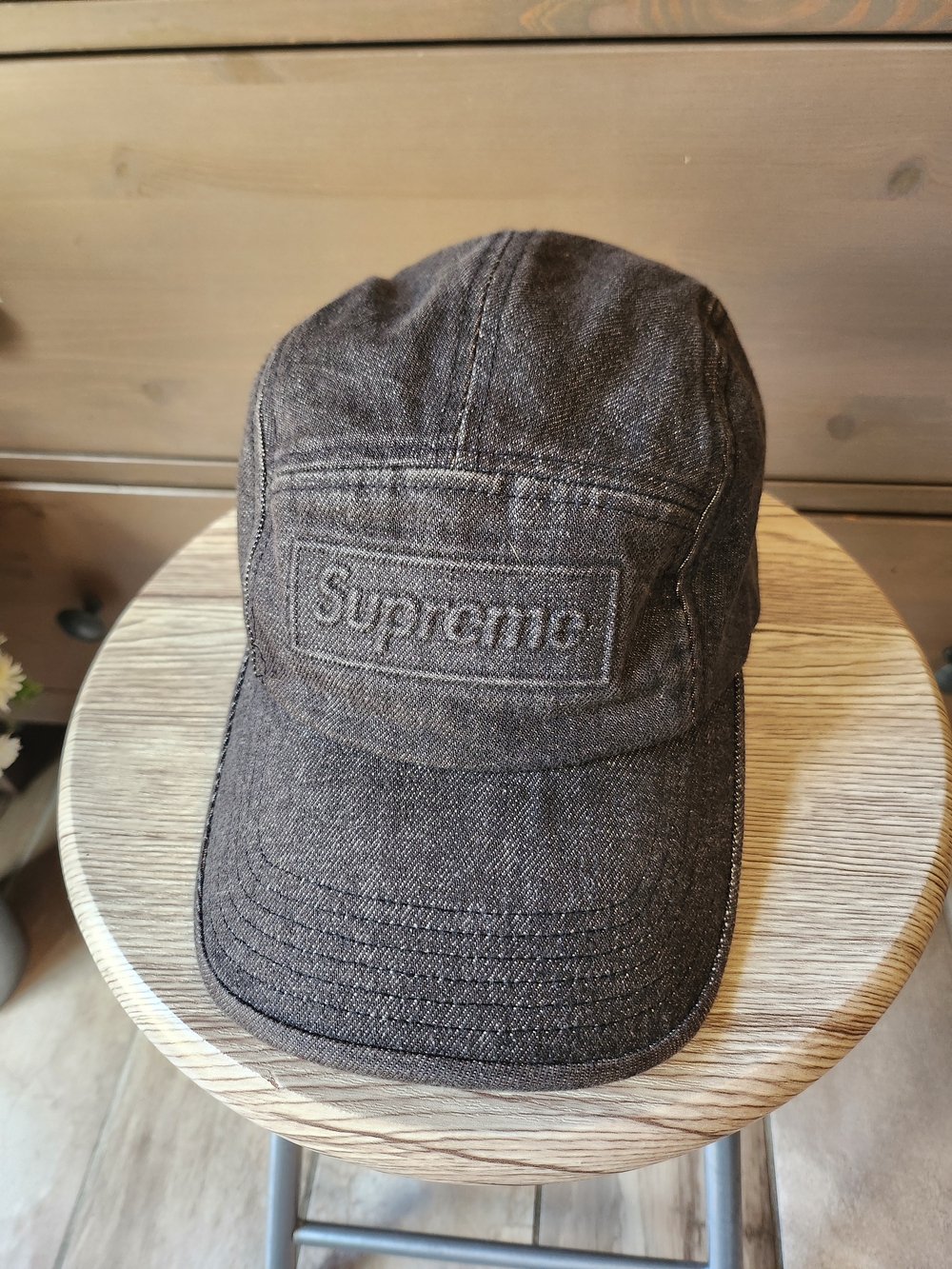 Supreme Embossed Denim  Camp Cap
